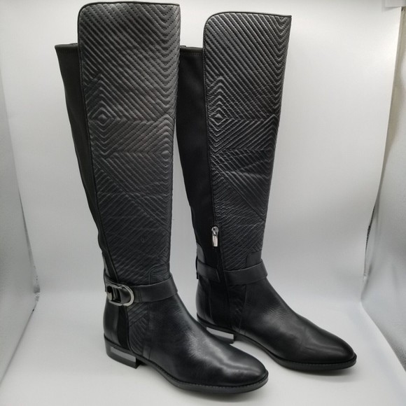 VINCE CAMUTO Women Quilted Leather Over The Knee Boots Black Size 8 M - Picture 3 of 8